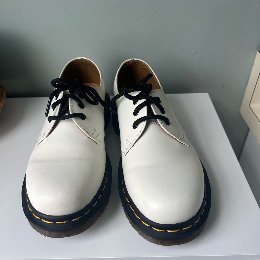 White Leather Dr. Martens Loafers